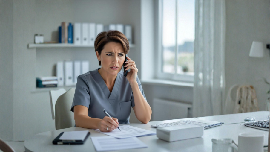 enfermera llamando a la administración